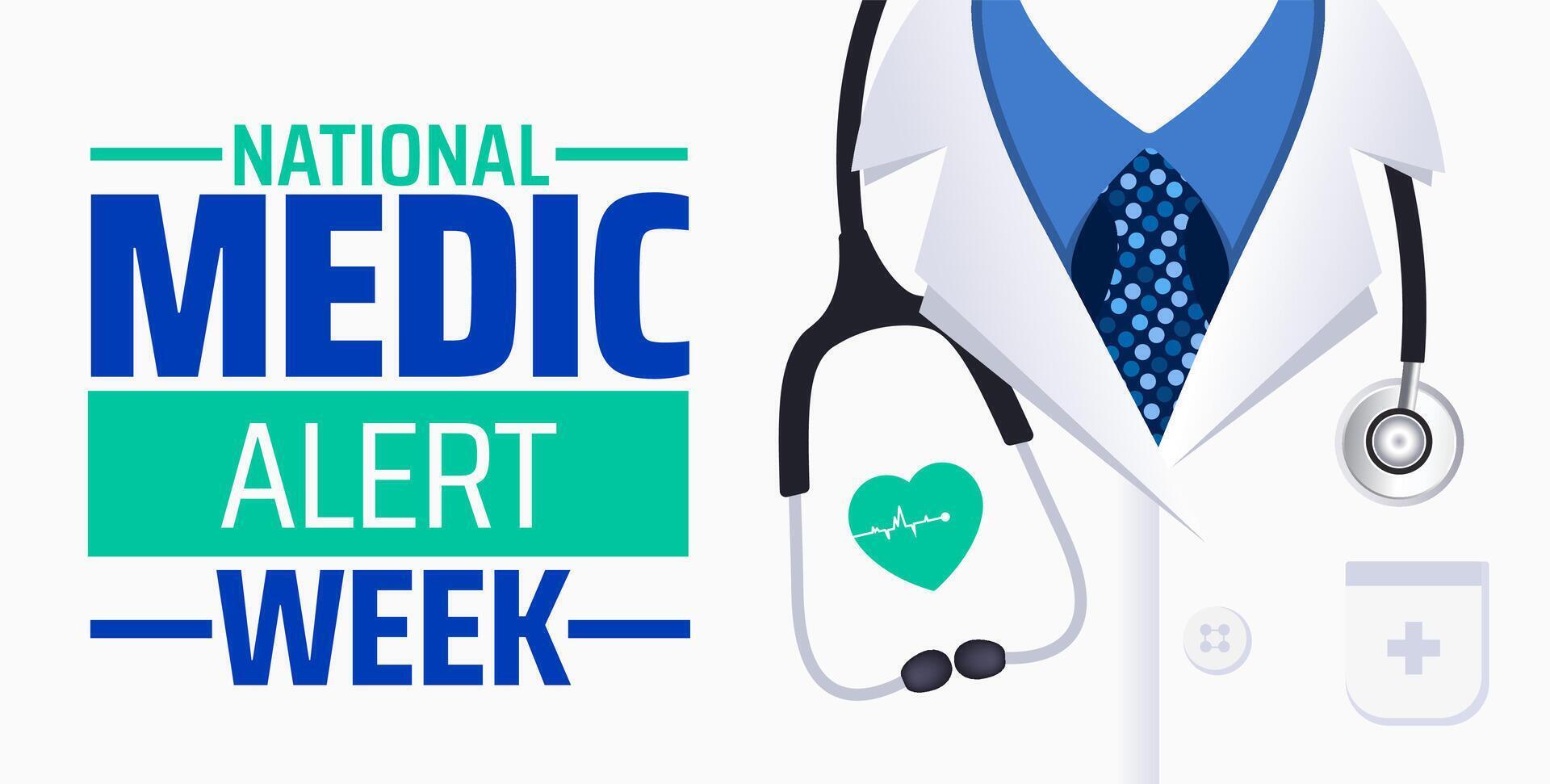 national Medic Alert Week background banner or poster design template. observed every year in April. Holiday concept. vector