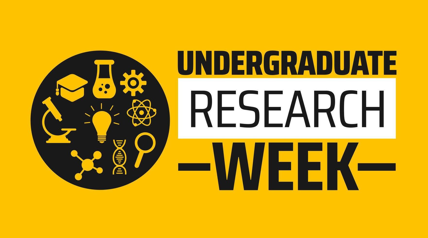 Undergraduate Research Week background banner or poster design template. observed every year in April. Holiday concept. Use to any Template, card, poster, placard, template. vector