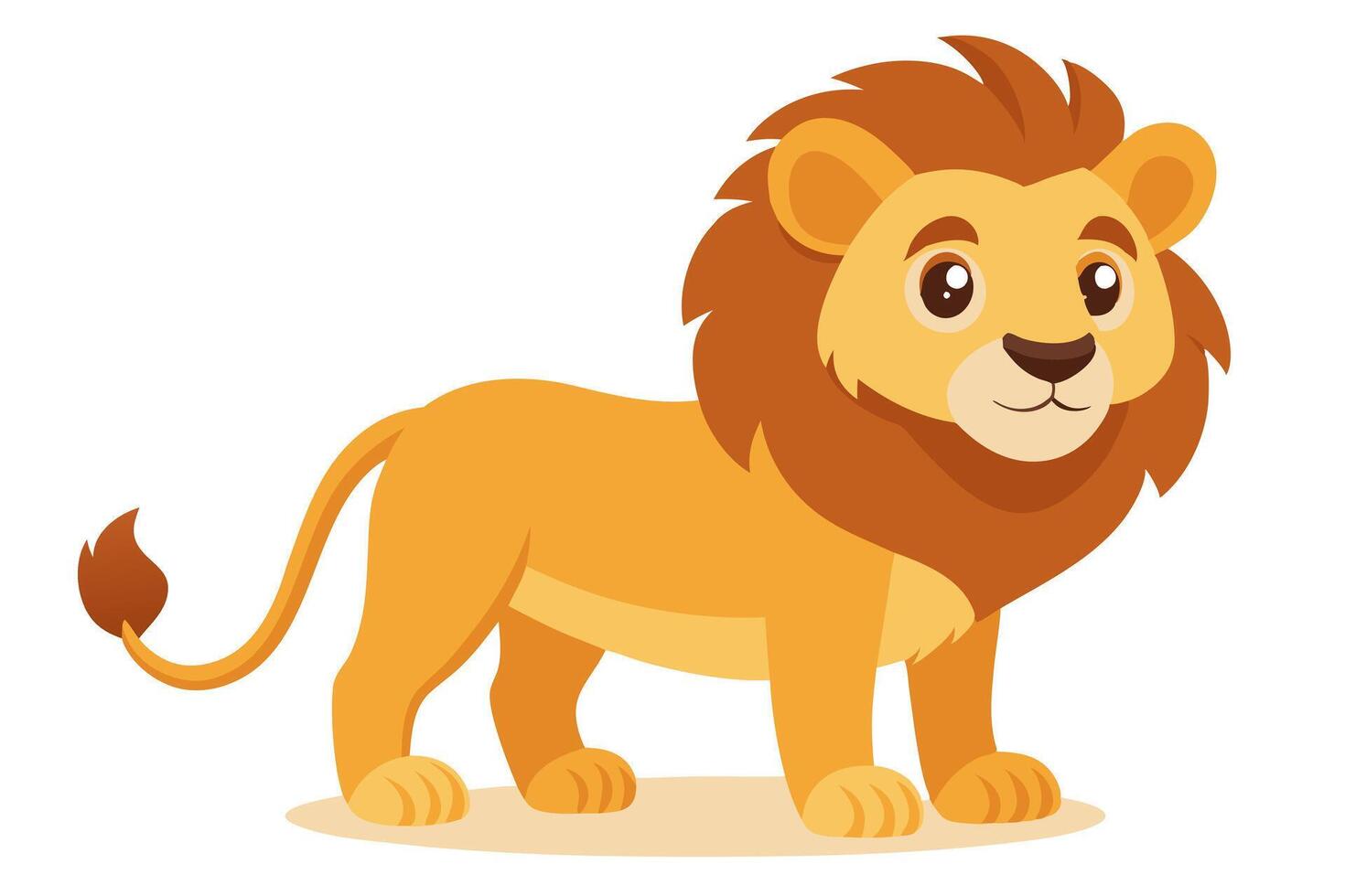 Cute Cartoon Lion Isolated on White Background for Children's Books and Educational Materials vector