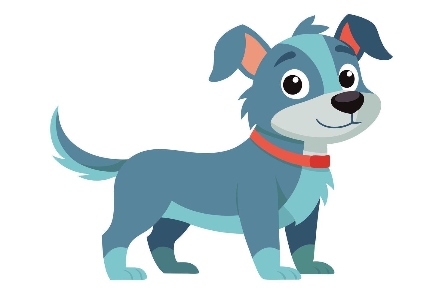Cute Cartoon Dog with Red Collar on White Background for Kids and Animal Lovers vector