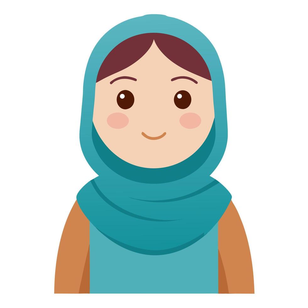 Cartoon of a Smiling Muslim Girl Wearing a Hijab Isolated on White Background for Educational Resources vector