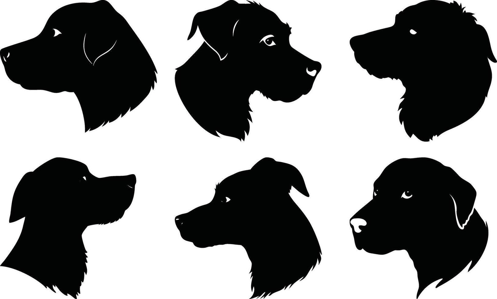 Silhouetted Canine Portraits Assorted Black Dog Breed Profiles Isolated Against White Backdrop For Pet Lovers and Design Use vector
