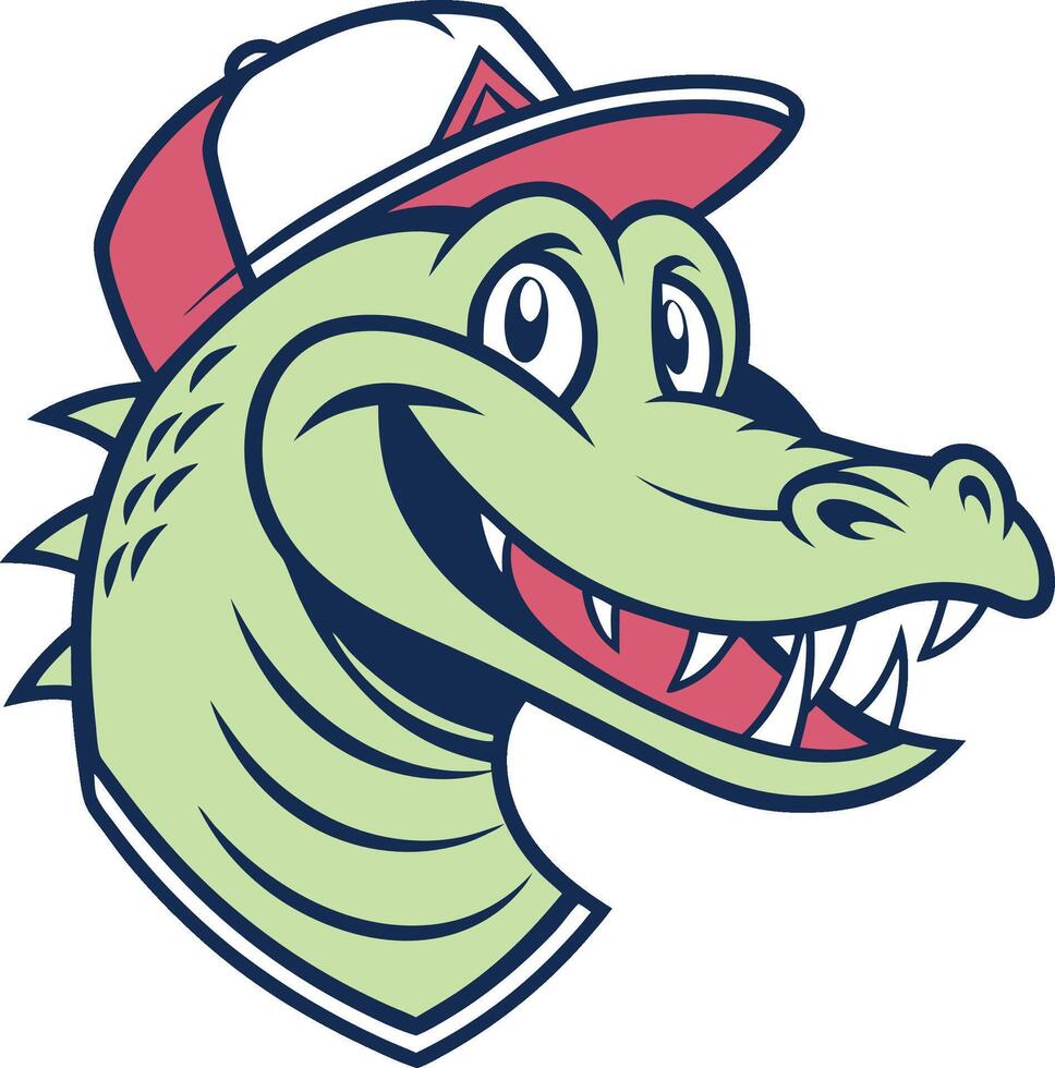 Smiling Alligator Head Vectors Illustration for Baby Shower Themes