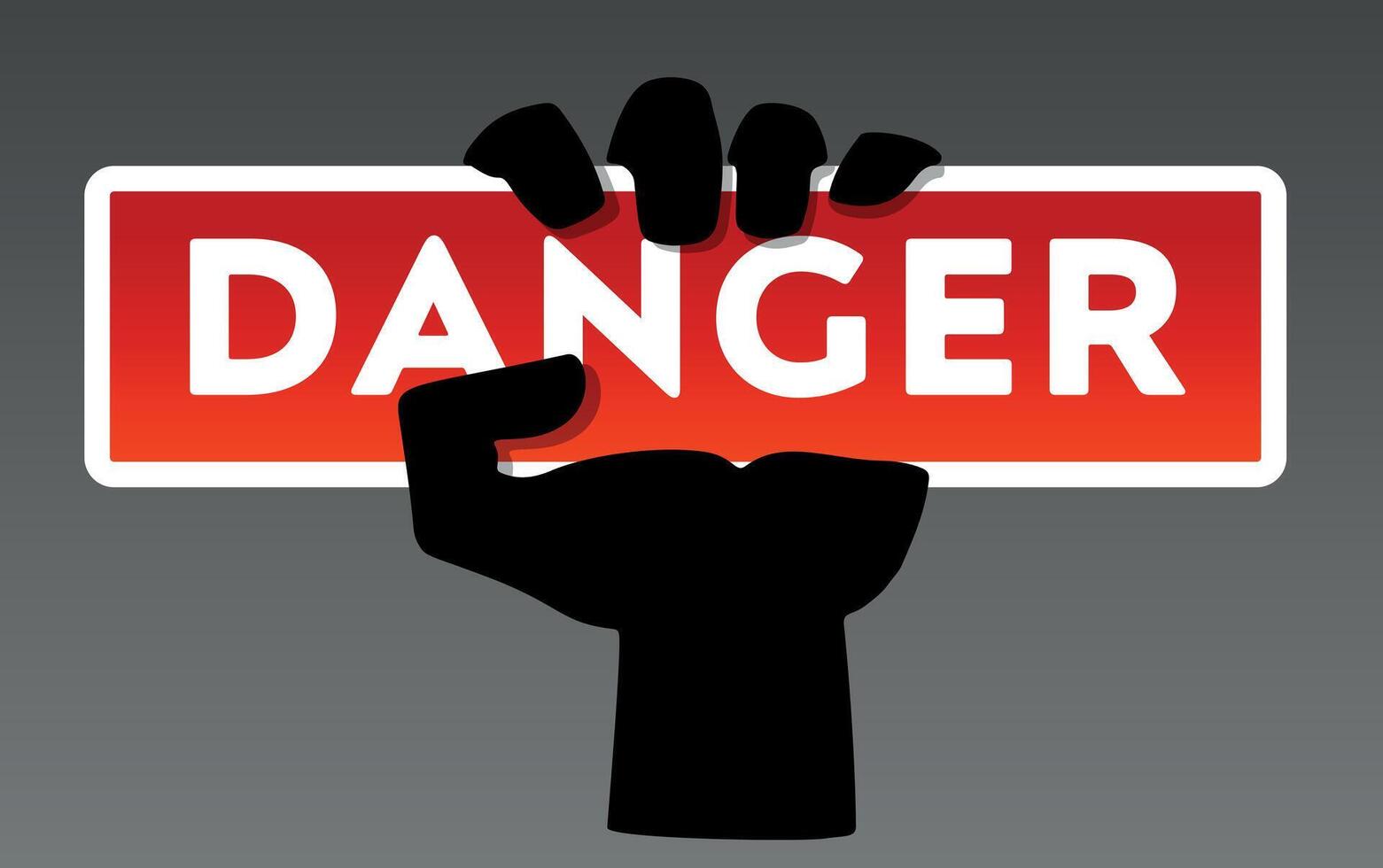 Danger warning sign with hand holding board vector