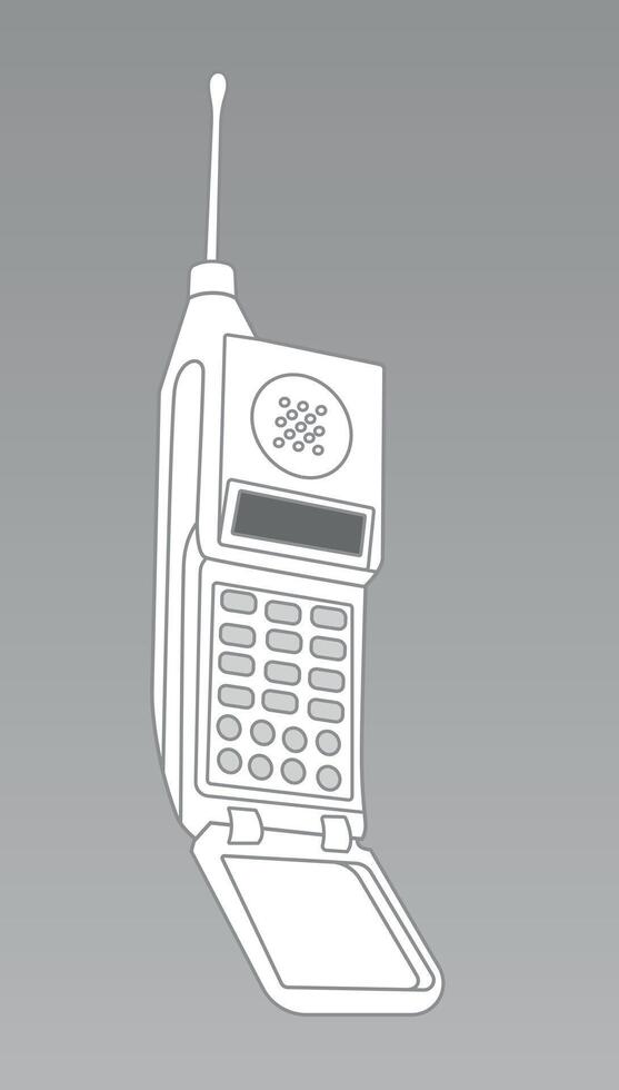 Vintage mobile phone with antenna and keypad vector