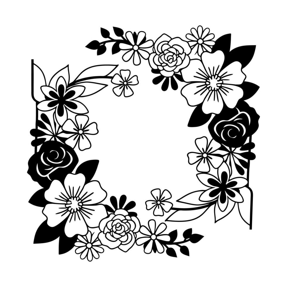 Floral Frame with Delicate Blooms vector