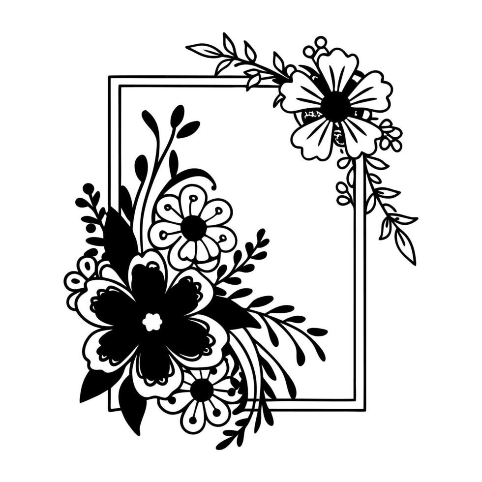 Handcrafted Floral Frame Design vector