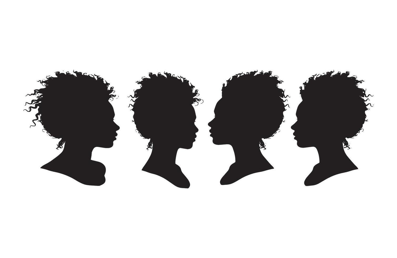 Curly Hair Shape Side Face Art Design vector