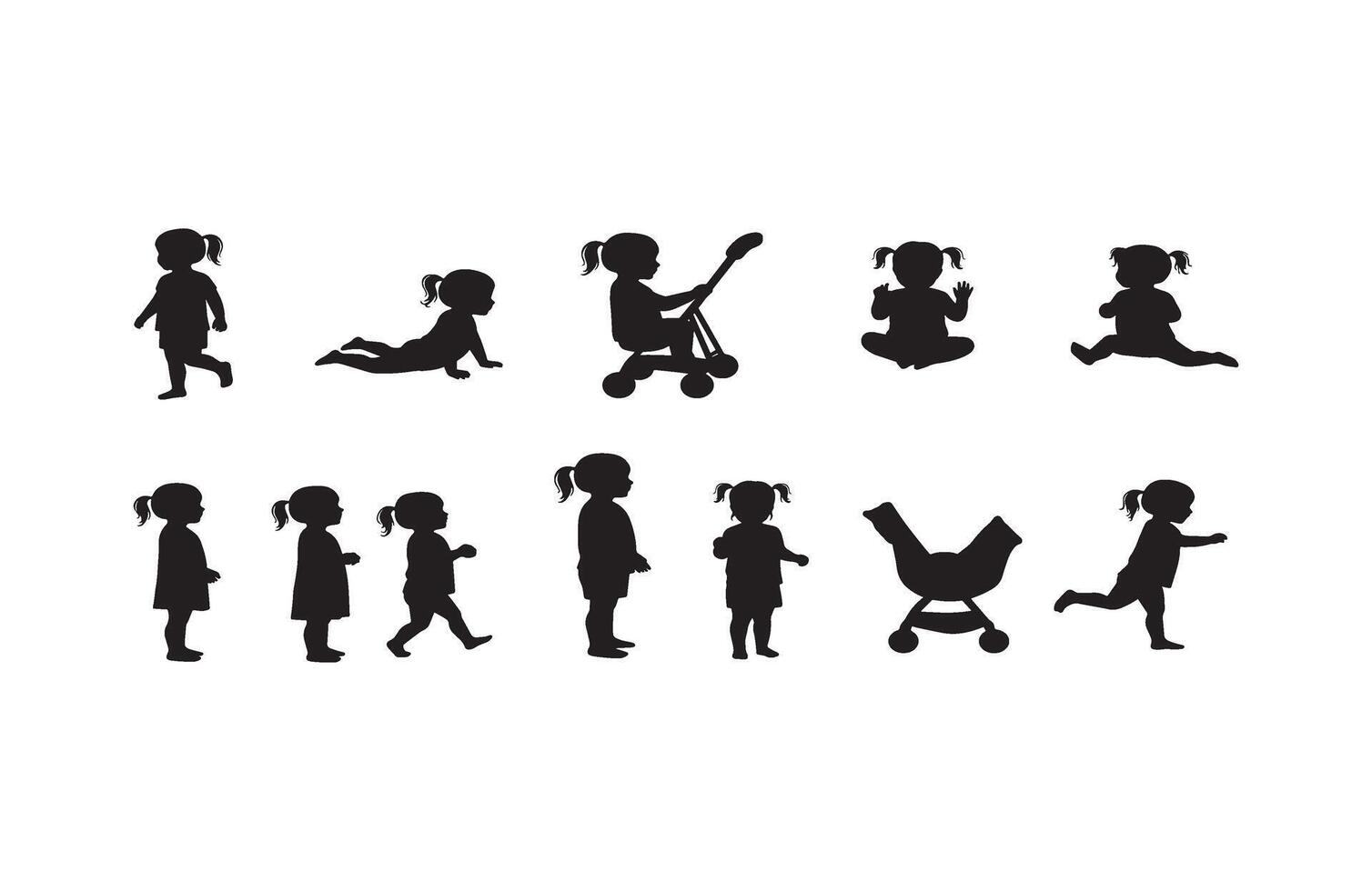 Walking Toddler Silhouette Side View vector