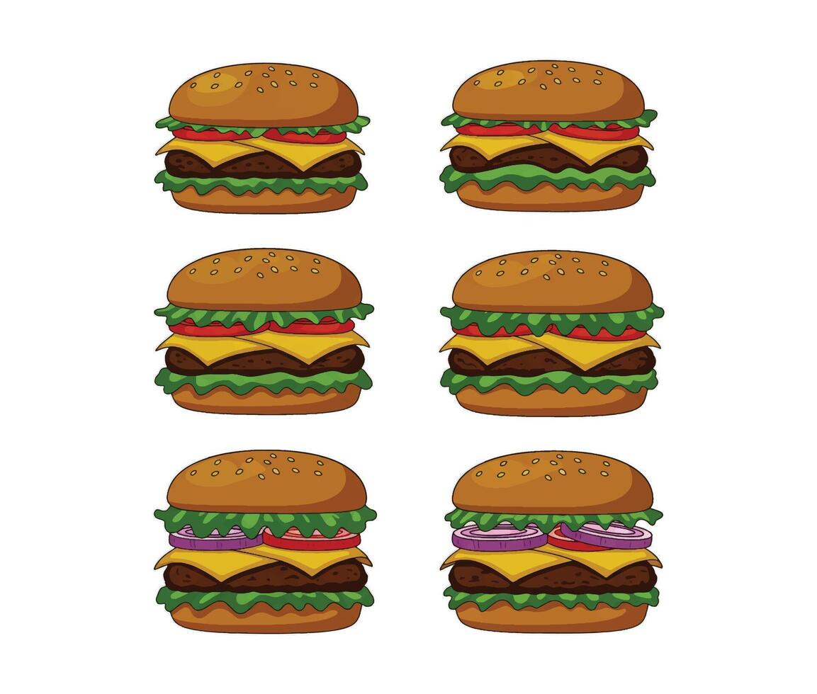 Crispy Lettuce Burger Collection vector