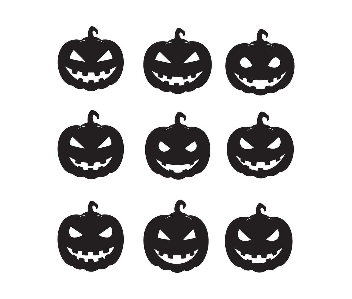 Shadowy Pumpkin Faces with Spooky Smiles vector