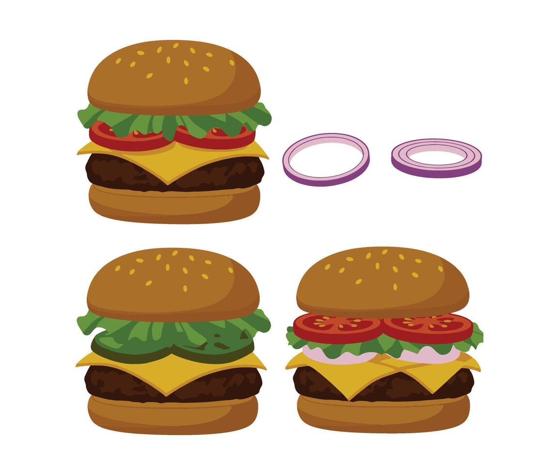 Handmade Cheeseburger Set Art vector