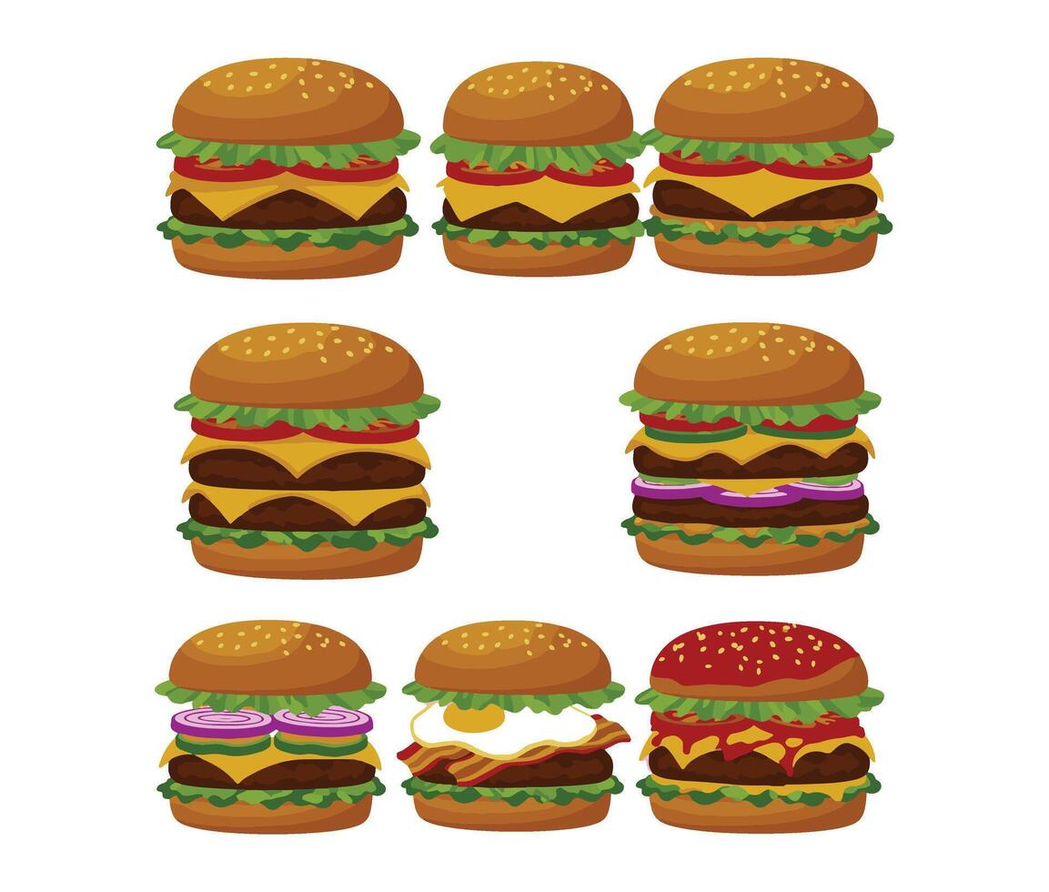Juicy Double Cheeseburger Icons vector