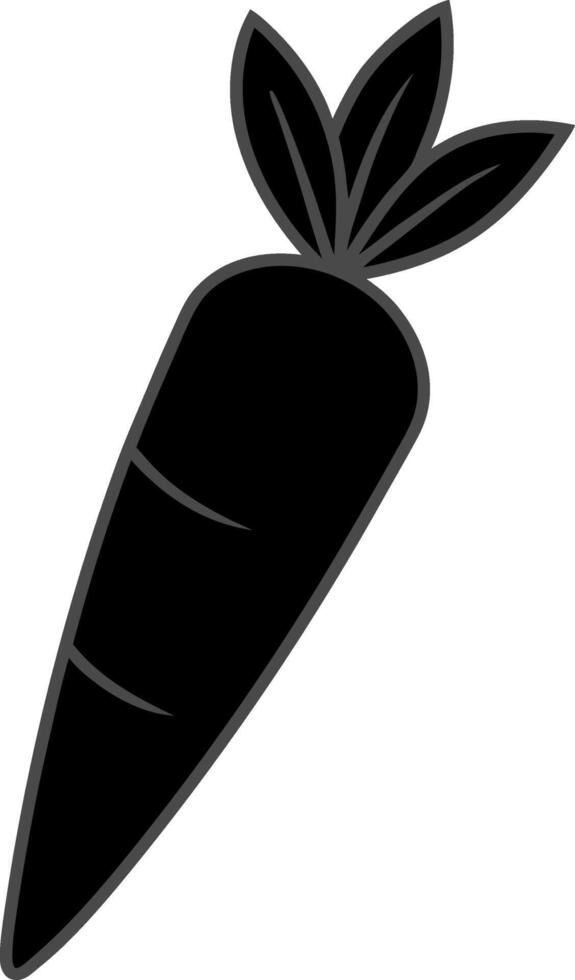 Black Carrot with Leaves Simple Hand Drawn Silhouette vector