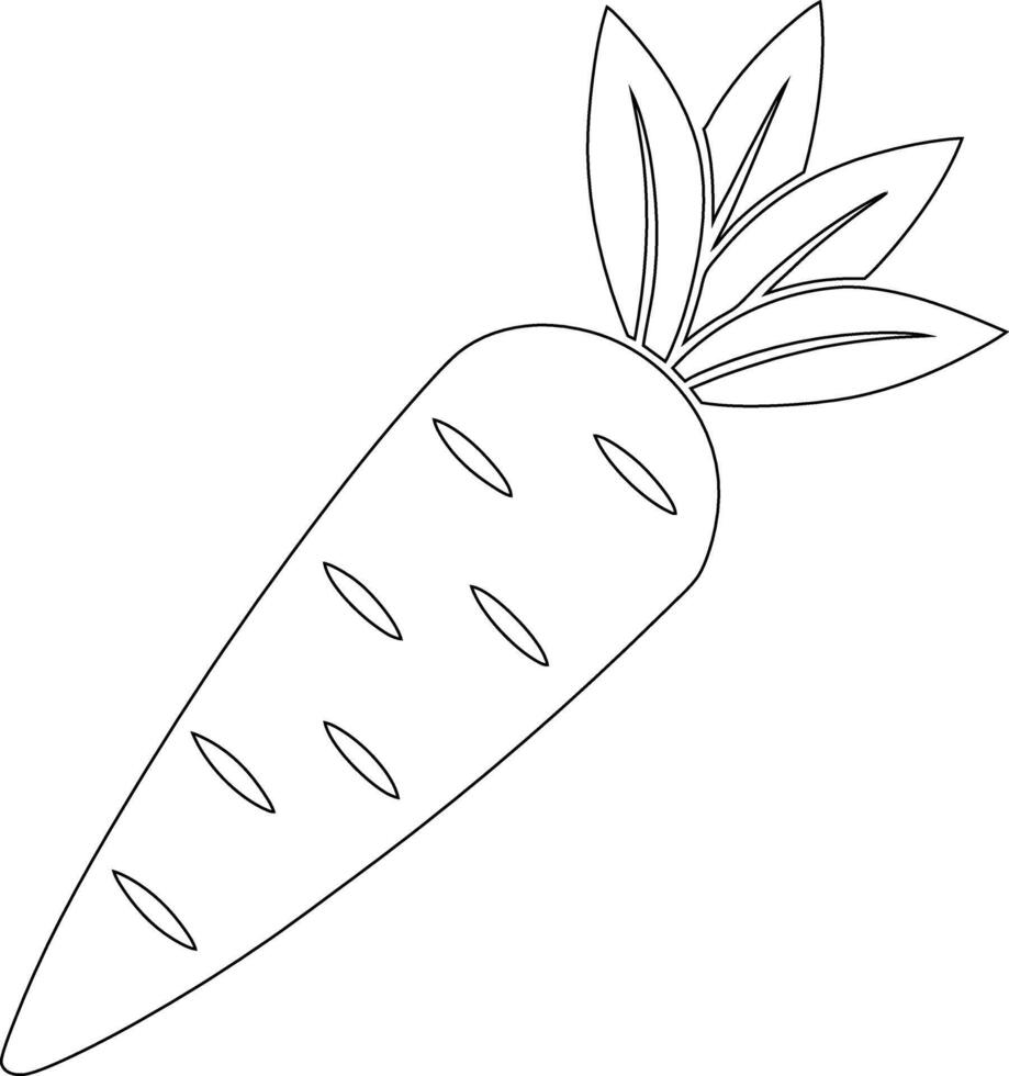 Black Carrot with Leaves Hand-Drawn Flat Design Outline Illustration vector