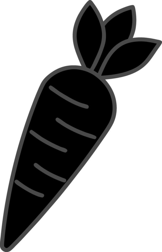Black Carrot with Leaves Hand Drawn Flat Design Silhouette Illustration vector