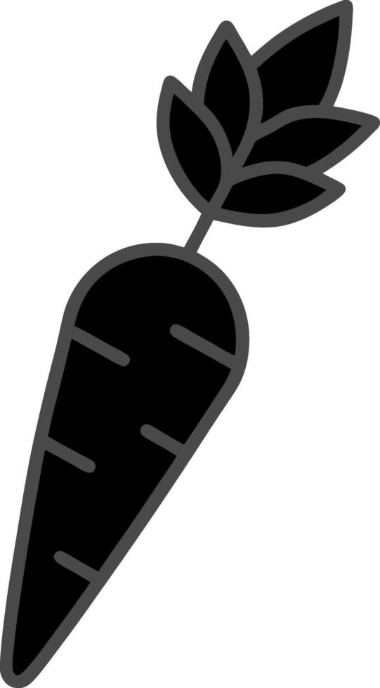 Black Carrot with Leaves Hand Drawn Flat Design, Simple Silhouette Illustration vector