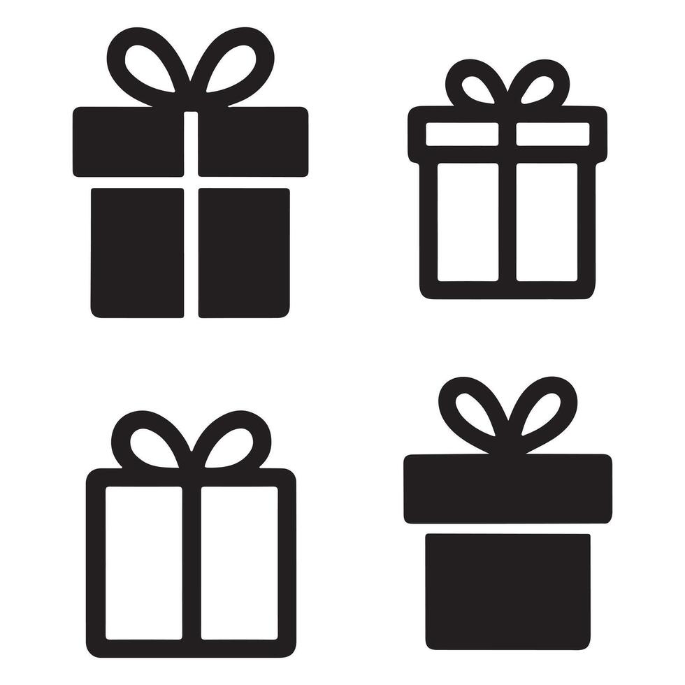Gift Box icons Silhouettes Set vector