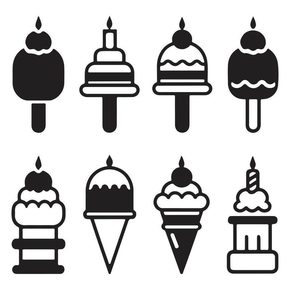 Ice Cream icon Logo For Silhouettes line Styles vector
