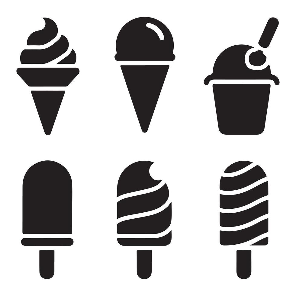 Ice Cream icon Logos For Silhouettes Set Style vector