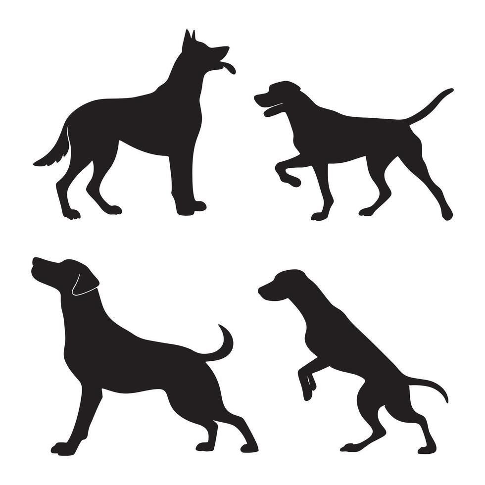 Dog Silhouettes Icons isolated Group Set vector