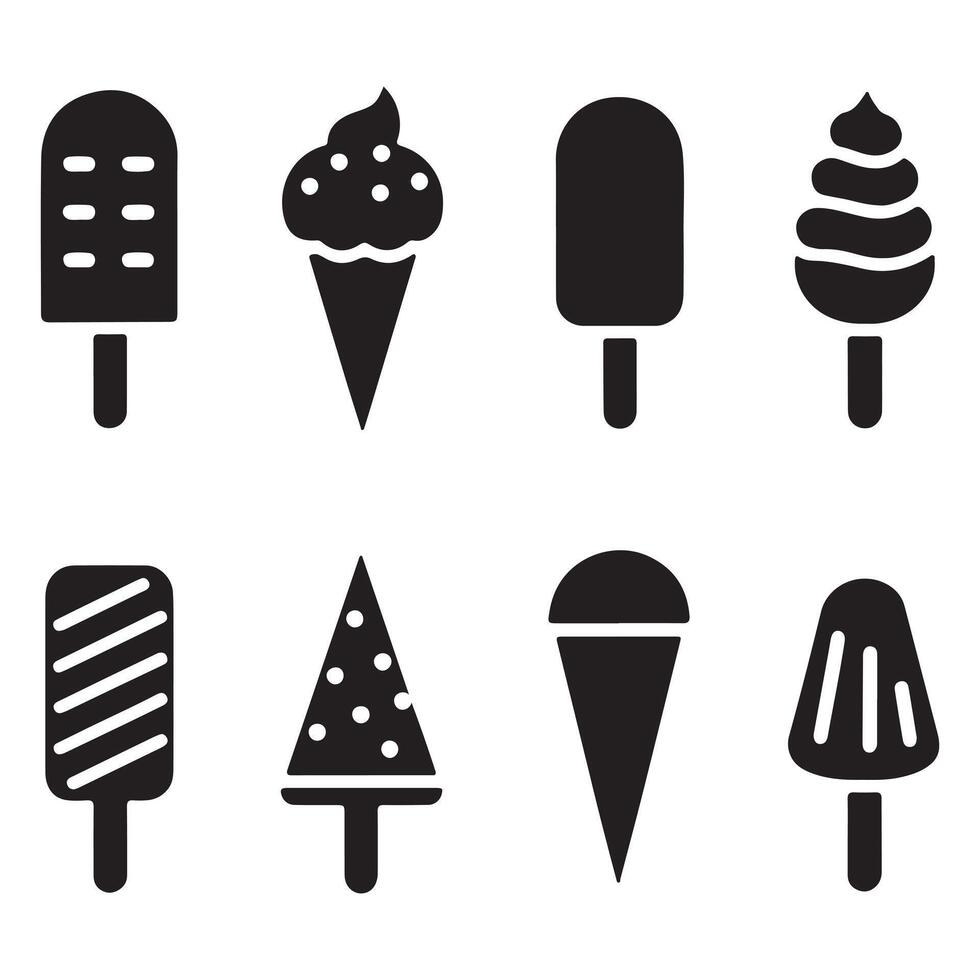 Ice Cream icon Logo For Silhouettes Set line Style vector