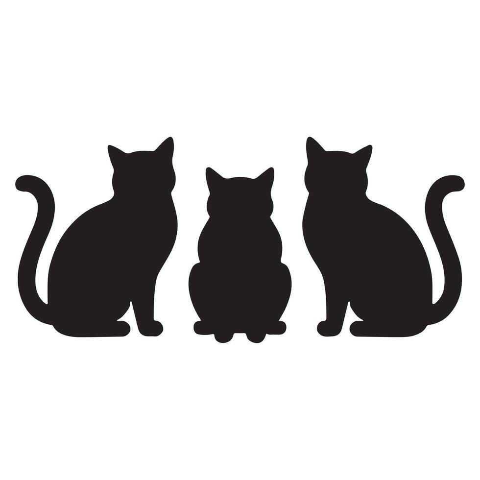 Cat Drawn Animal Icon Silhouette Set vector