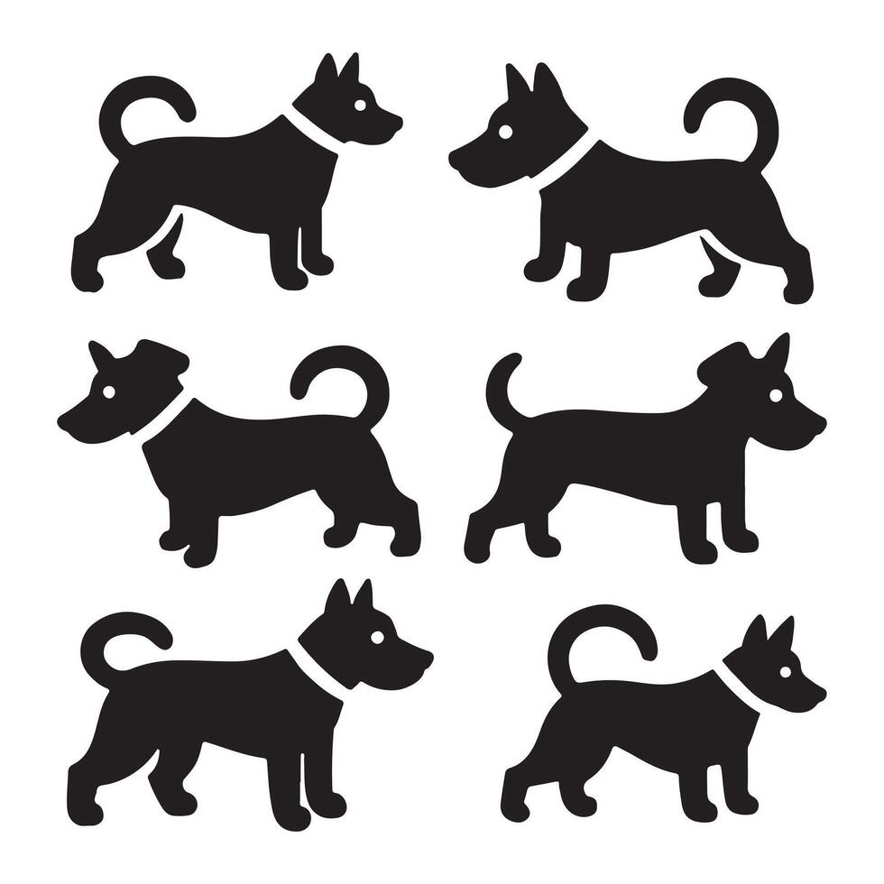 Dog Silhouette Icon isolated Groups vector