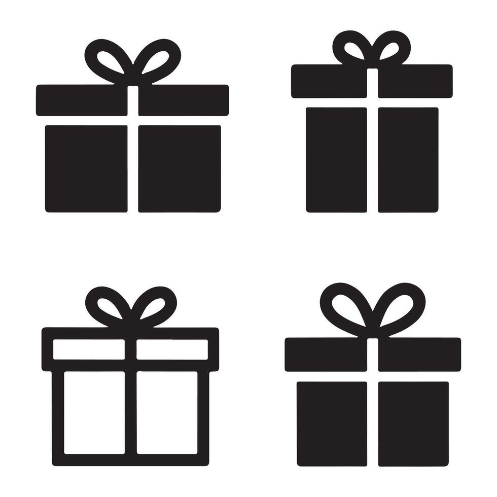 Gift Box icon Silhouette Set isolated vector