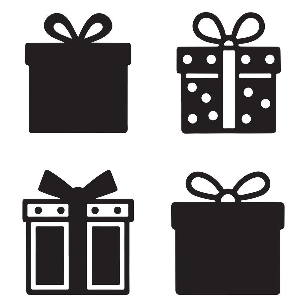 Gift Box icon Silhouettes Set isolated vector