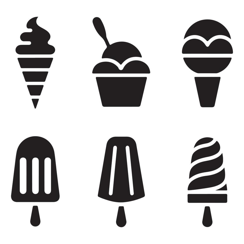 Ice Cream icon Logo For Silhouettes Set line Styles vector