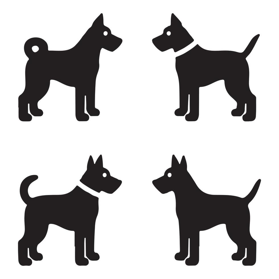Dog Silhouettes isolated Group Set vector