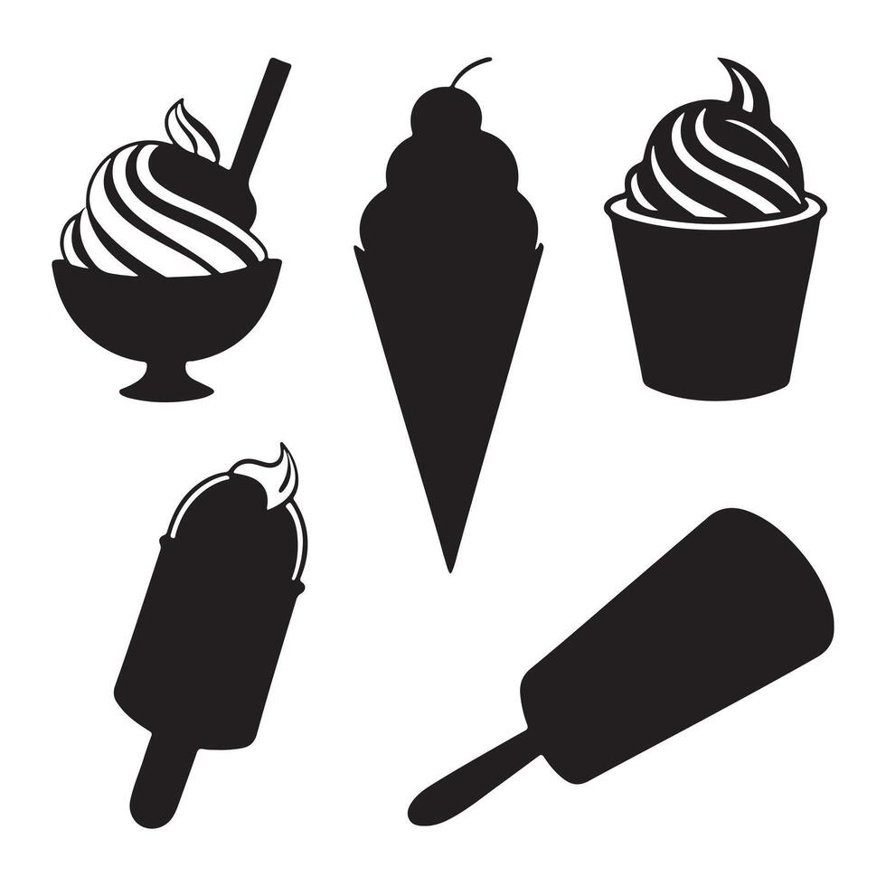 Ice Cream icon Logo For Silhouettes Set lines Style vector