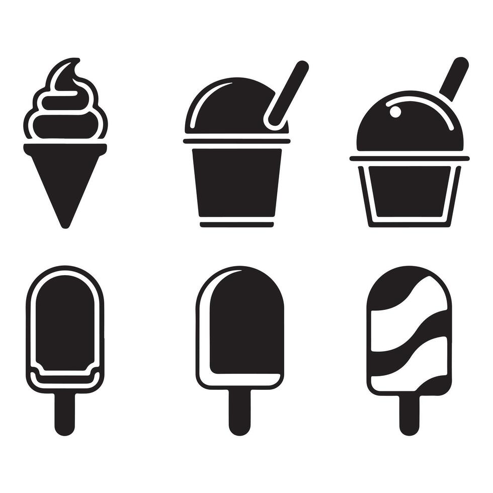 Ice Cream icon Logo For Silhouettes Set Style vector