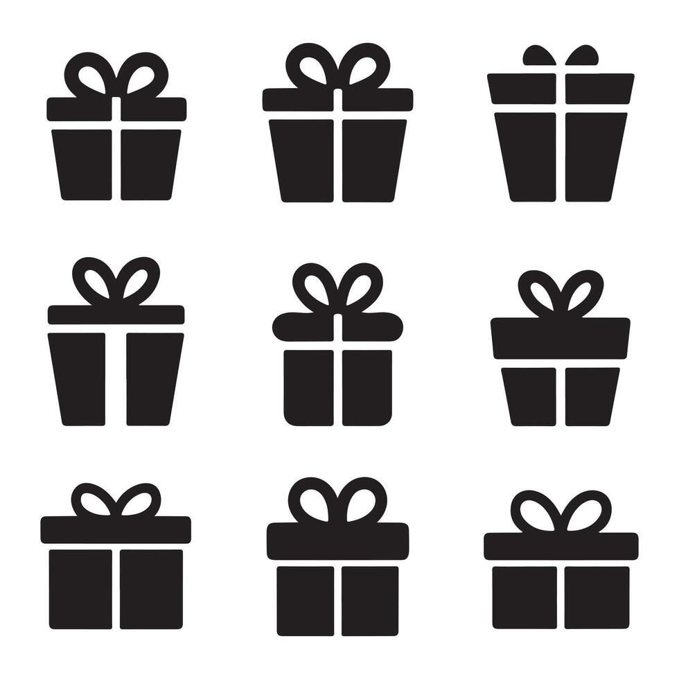 Gift Box icon Silhouettes Sets isolated vector