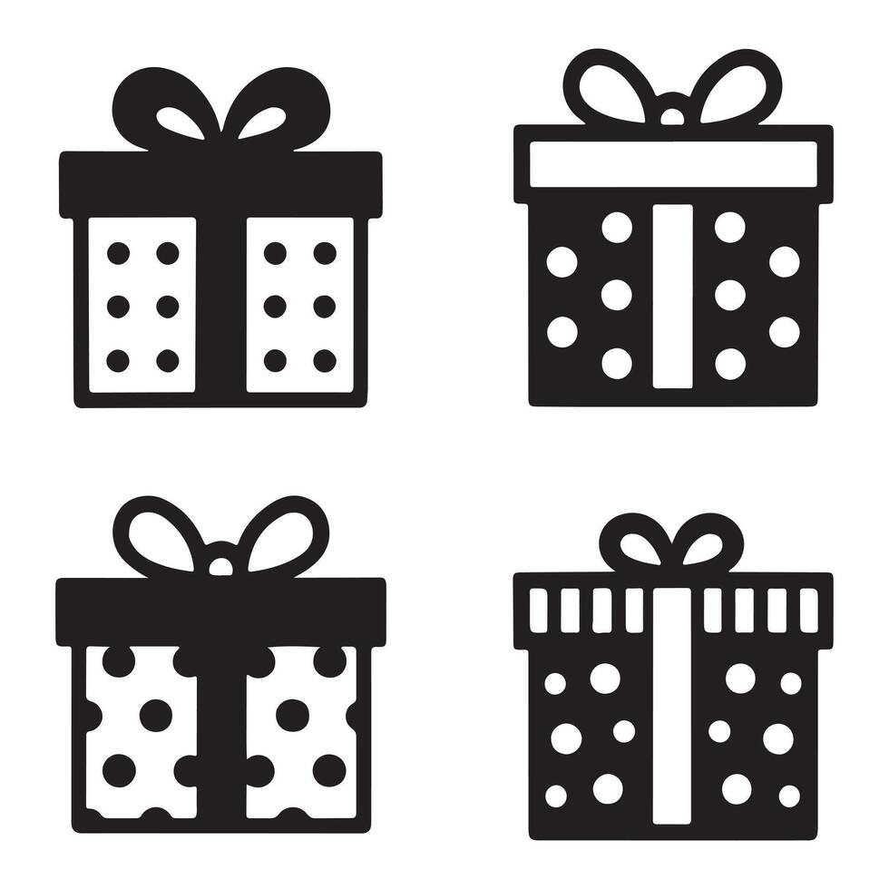 Gift Box icon Silhouettes vector