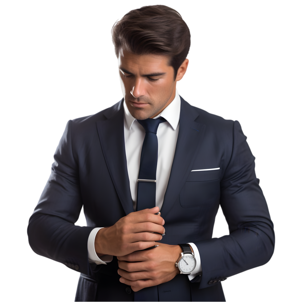 Stressed businessman in suit office environment emotional portrait urban setting close-up work pressure awareness png