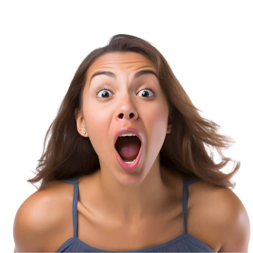 Young woman expressing playfulness in a fun moment outdoors joyful emotion vibrant environment close-up perspective png
