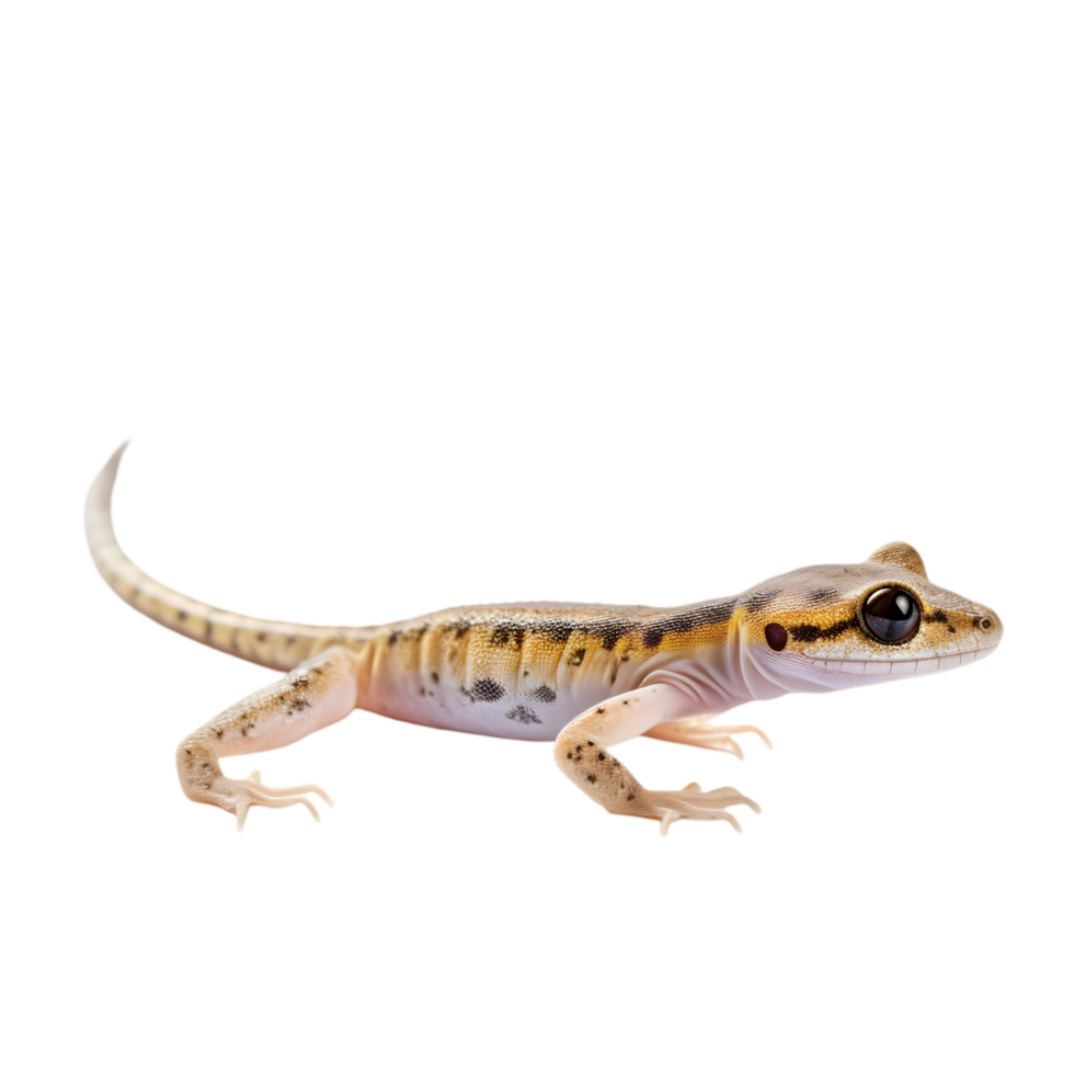 A tiny gecko clinging to an invisible surface in a natural setting captured in close-up perspective png