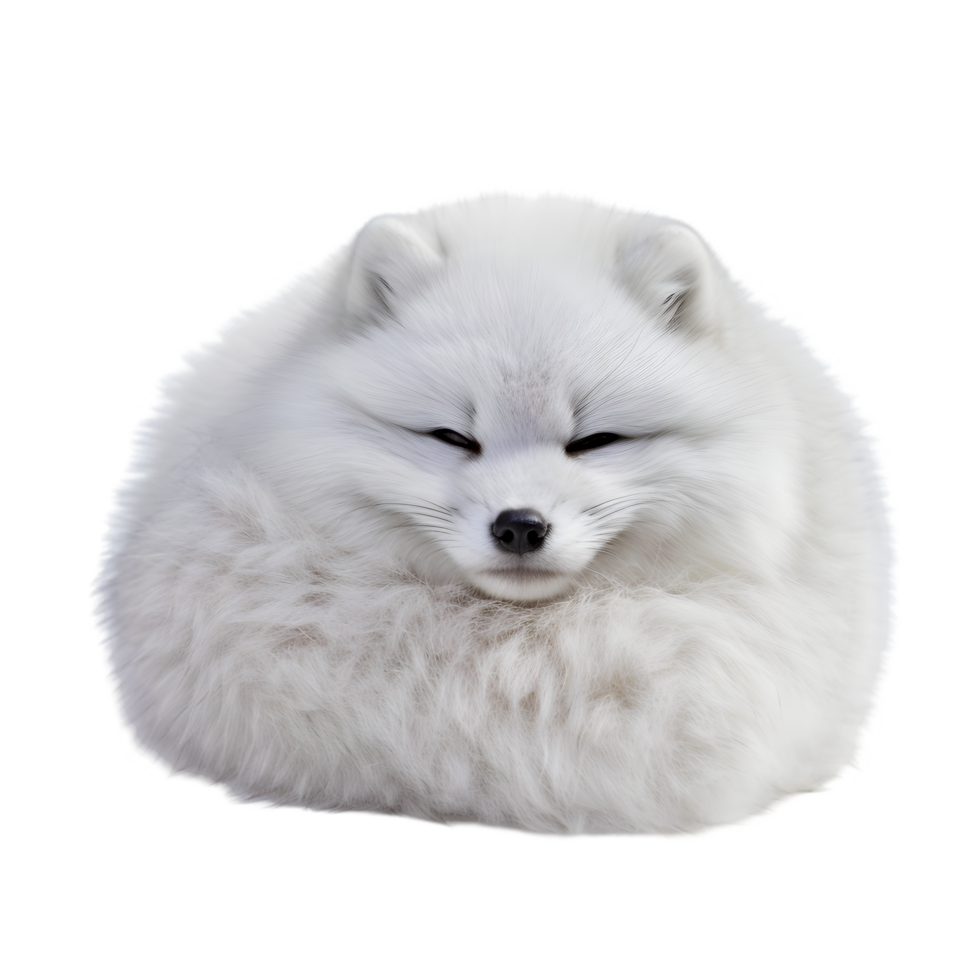 Snowy arctic fox curled up in a ball arctic environment wildlife photography calm setting close-up cozy concept png