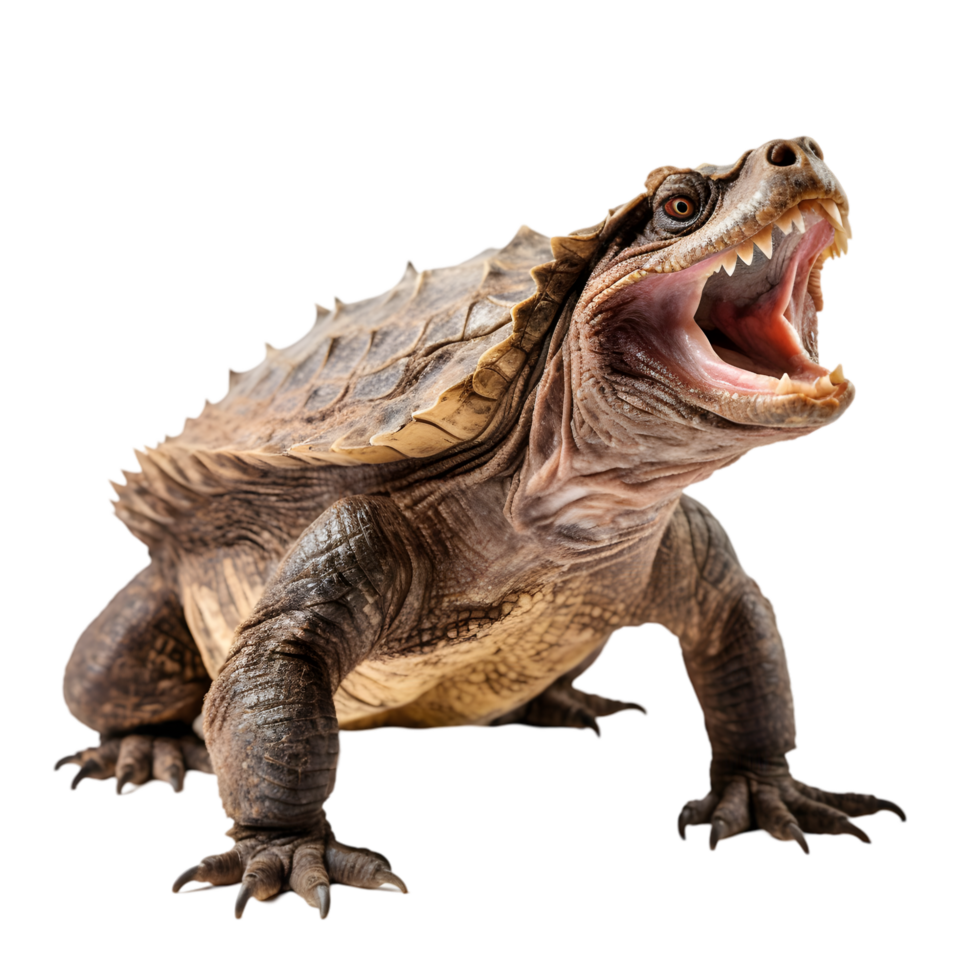 Powerful snapping turtle in action freshwater habitat wildlife photography natural environment close-up view unique behavior png