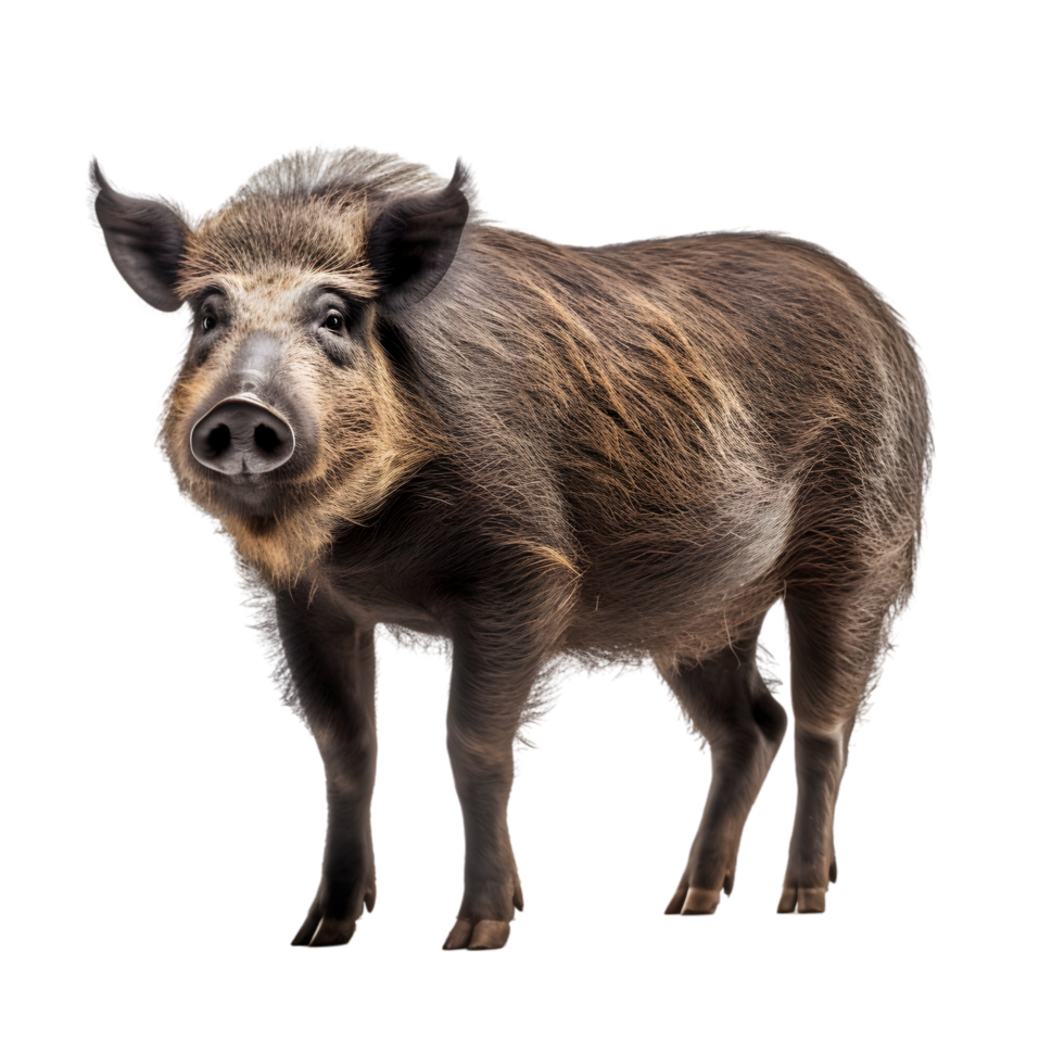 Wild boar displaying sharp tusks in a natural habitat wildlife photography forest setting close-up view png