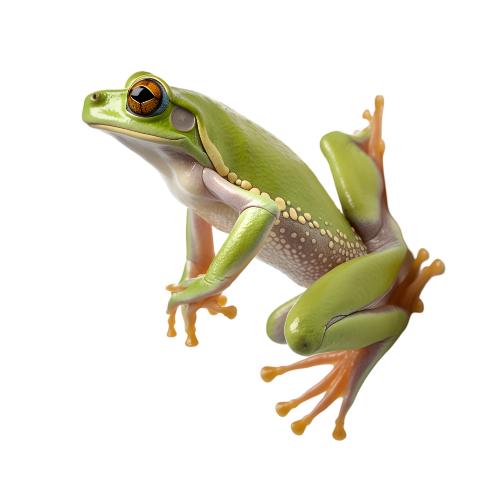 Tree frog climbing with sticky toes in a lush rainforest nature photography close-up view vibrant environment png
