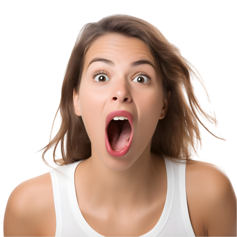 Playful young woman sticking out her tongue indoor setting portrait fun mood close-up expressive emotions png