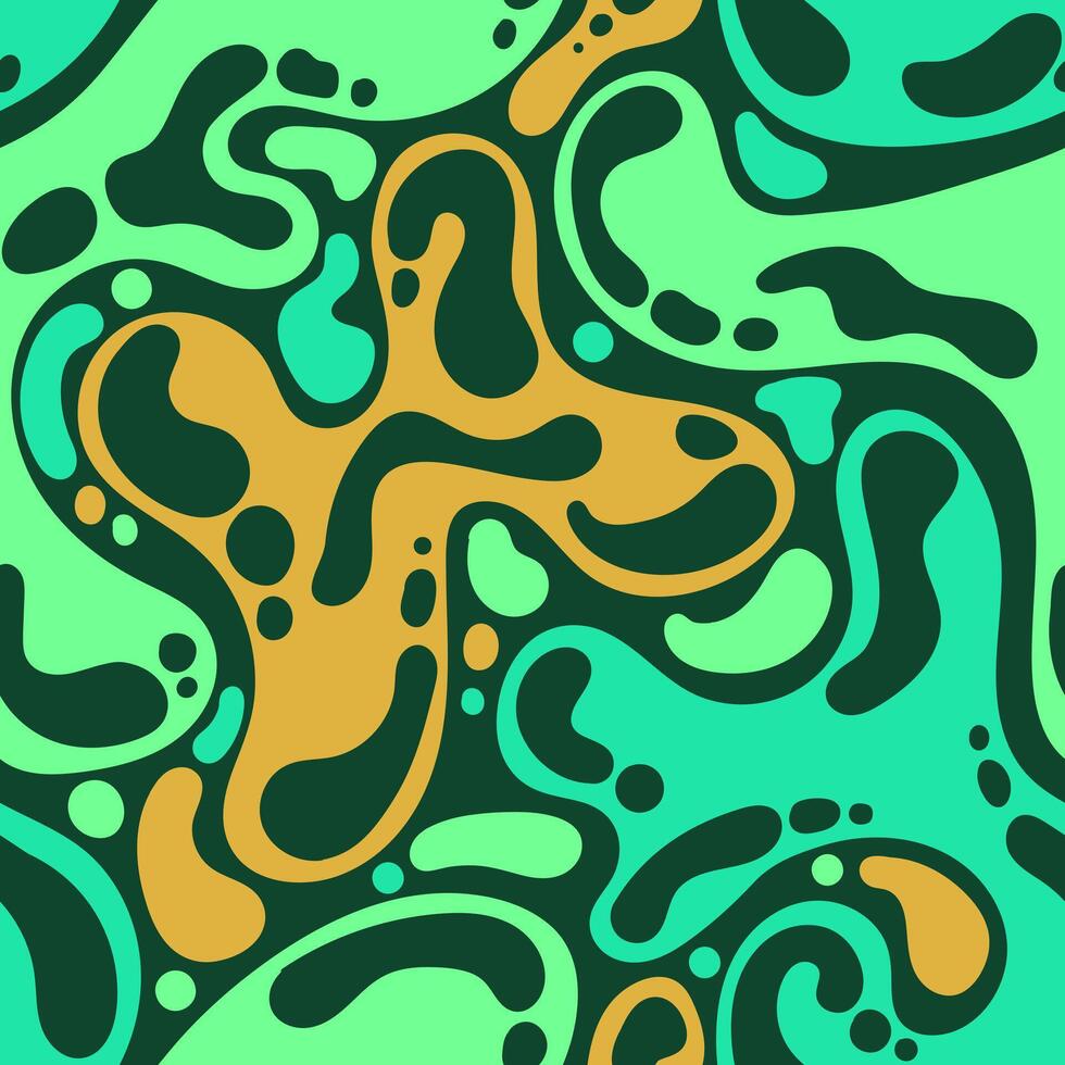 A green and yellow abstract pattern with swirls vector