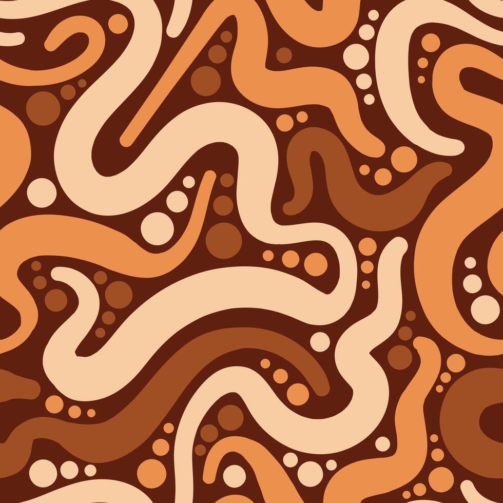 Abstract seamless pattern with wavy lines and circles vector