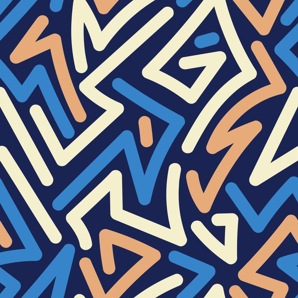 A blue and orange pattern with geometric shapes vector
