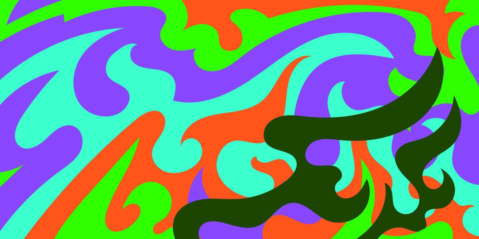 A colorful abstract painting with a black and white horse vector