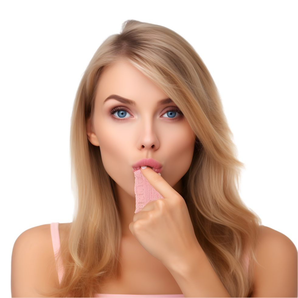 Quiet gesture of a woman hushing indoor setting portrait photography calm environment close-up view mystery concept png