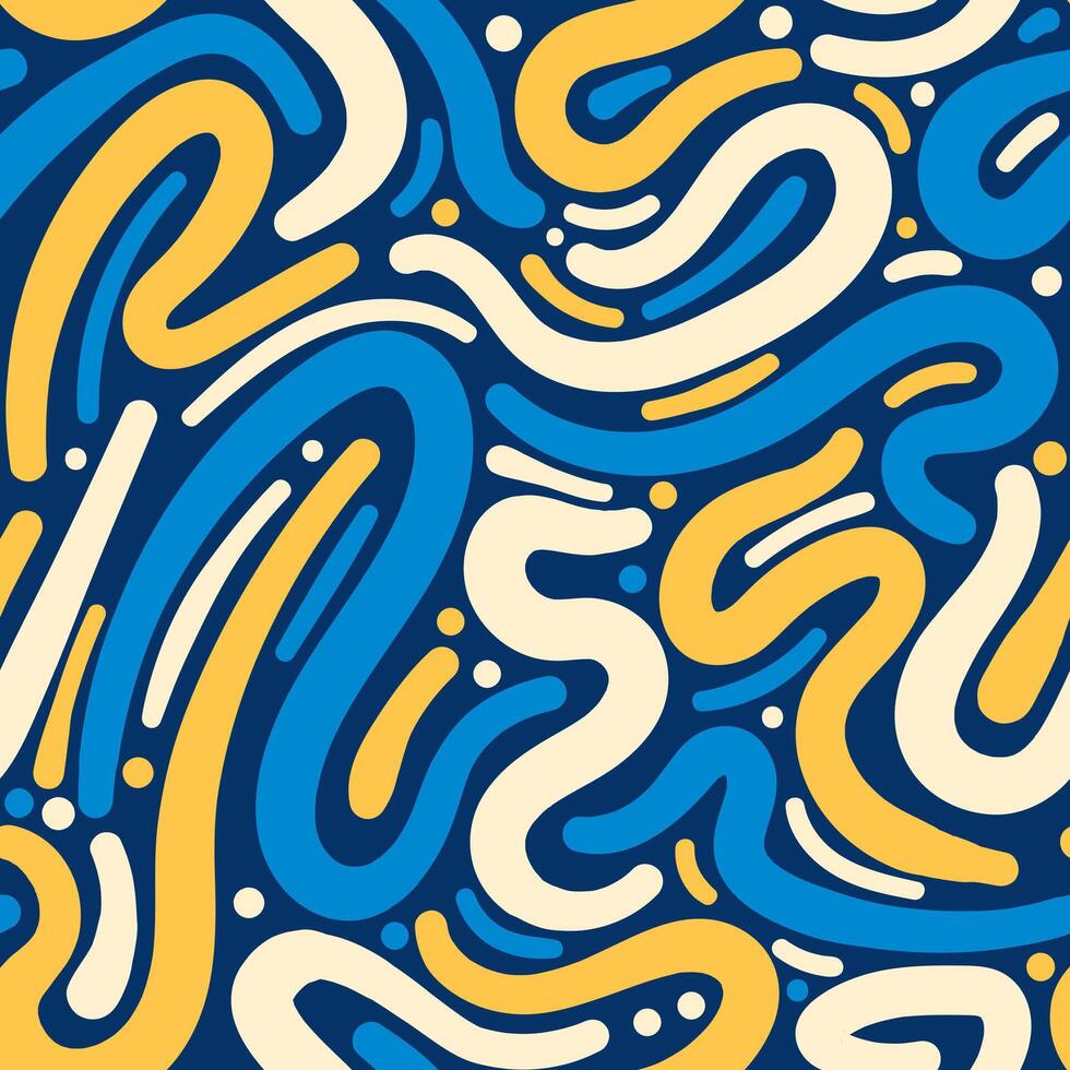 Abstract seamless pattern with blue and yellow lines vector